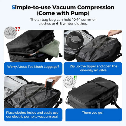 🎒 Smart Vacuum Compression Backpack | One-Touch Air Extraction · Dry-Wet Separation · Expandable Design