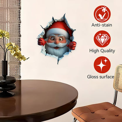 "Santa's Breaking In!" Christmas Wall Sticker 🎅 Funny Holiday Decor for Home 🎄