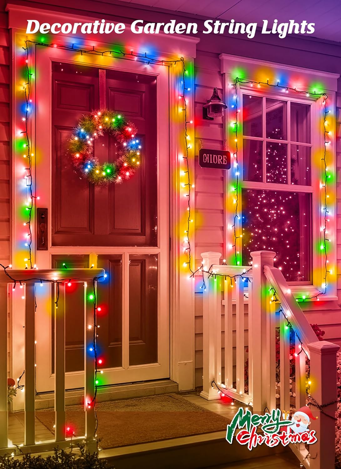 60% off free shipping，2 Pack Solar Christmas String Lights Outdoor 52m