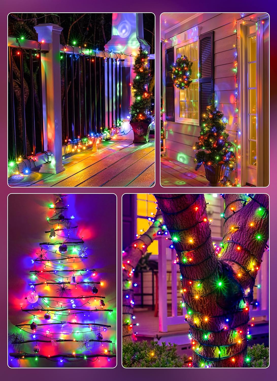 60% off free shipping，2 Pack Solar Christmas String Lights Outdoor 52m