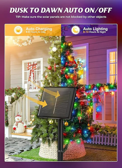 60% off free shipping，2 Pack Solar Christmas String Lights Outdoor 52m