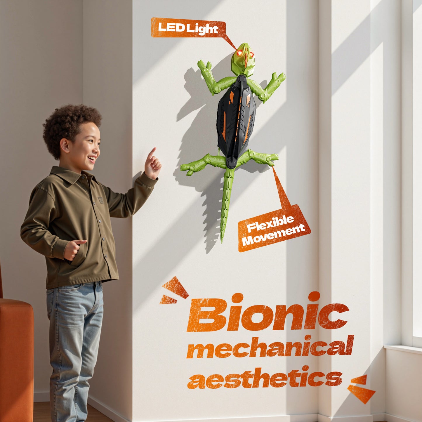 🦎Magnetic Wall-Climbing Lizard | Bionic Mechanical Aesthetics · Multi-Terrain Light Show Toy