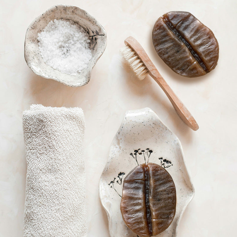 Coffee bean shaped handmade soap, natural coffee scented soap, suitable for both body and face washing.